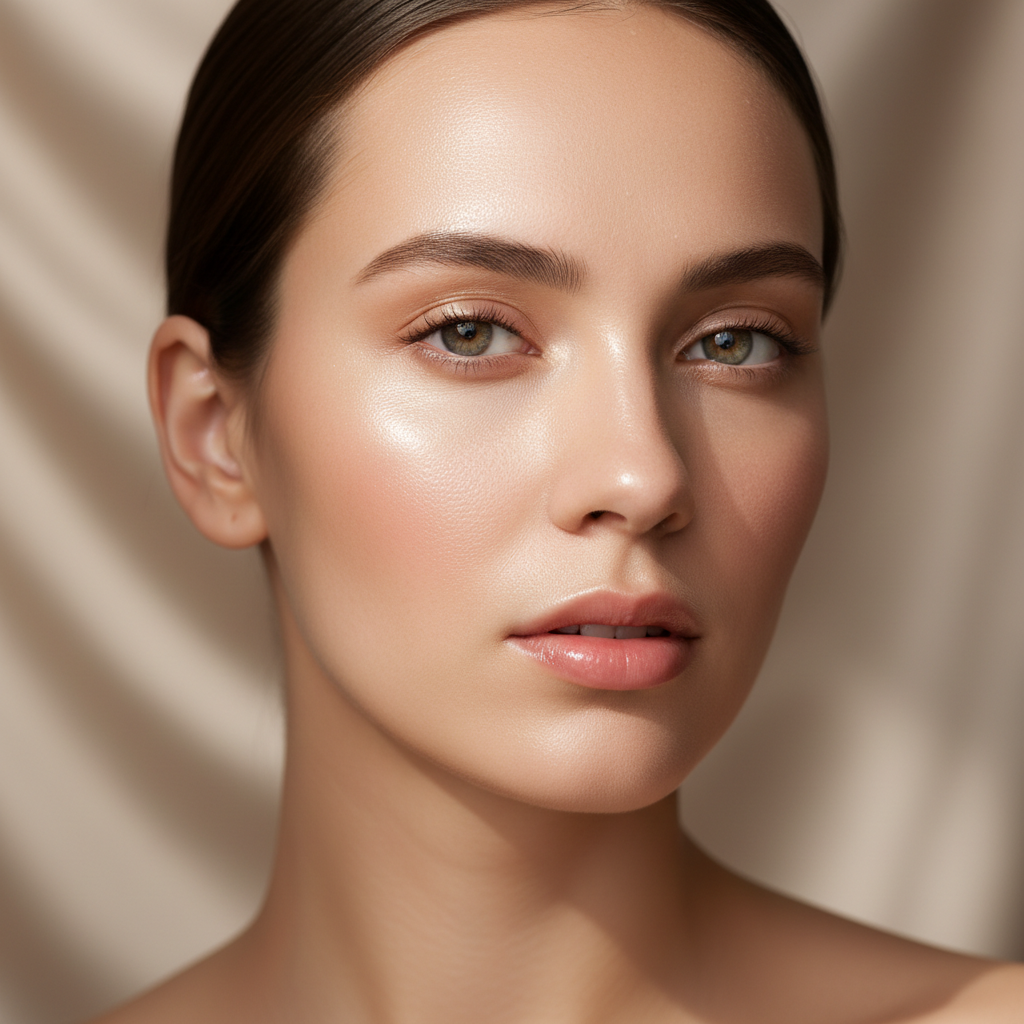 image should depict a woman's skin healthy glistening and appealing. image size 2000 x 2000. 